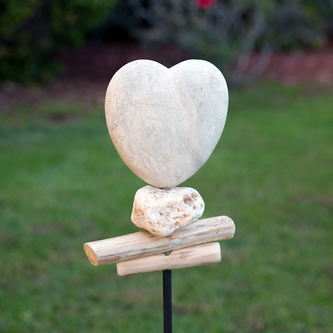 Stone Heart Garden Stake