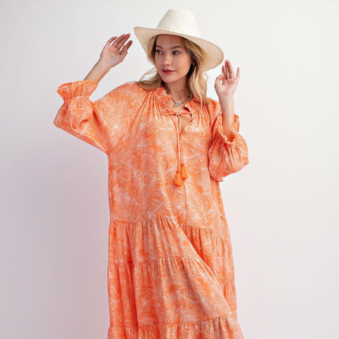 Tangerine Poplin Maxi Dress