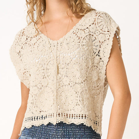 Hollis Crochet Top - Natural