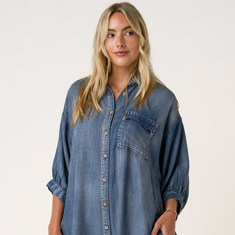 Dolman Mini Dress - Dark Denim
