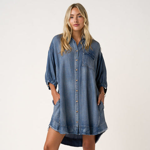Dolman Mini Dress - Dark Denim