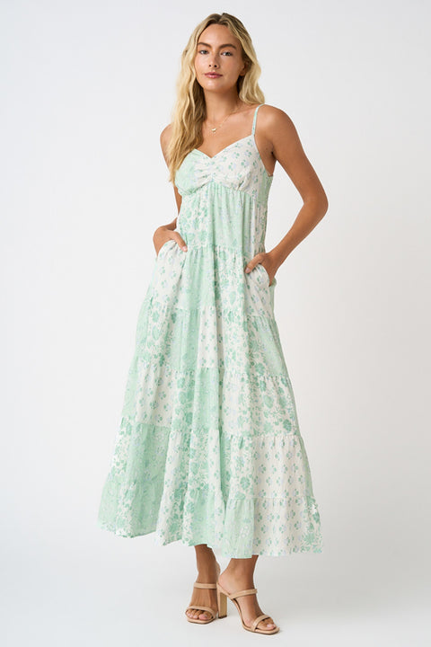floral patchwork maxi dress PATCHWORK FLORAL LACE DETAIL MAXI DRESS