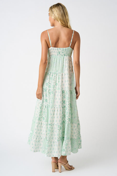 Floral Patchwork Dress - Sage