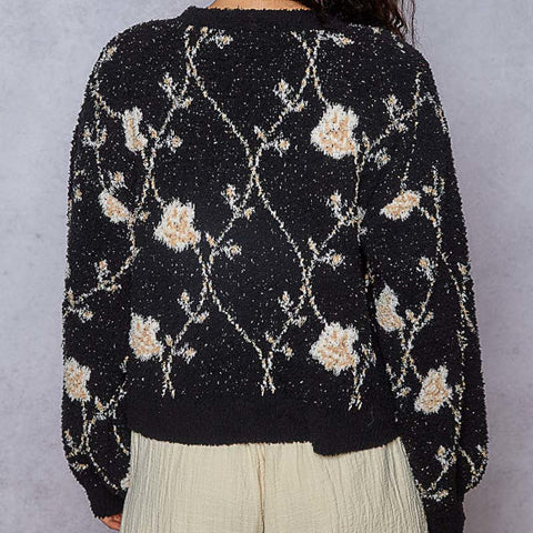 Allie Floral Cardigan - Black