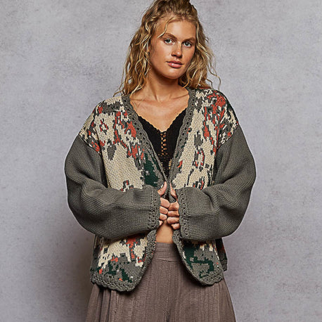 Carter Aztec Cardigan - Charcoal