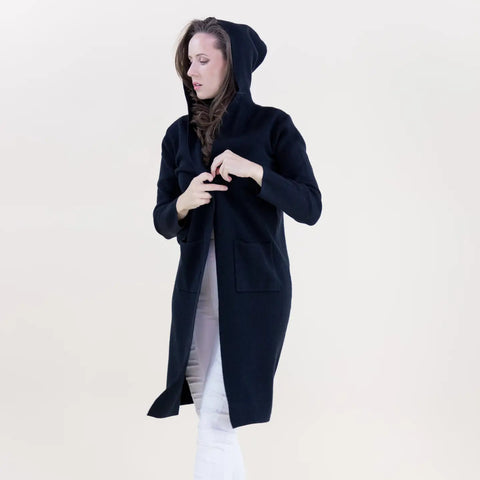 Rachel Hooded Cardigan - Black
