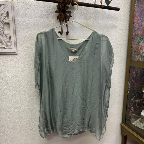 Silk V-Neck Plain Top