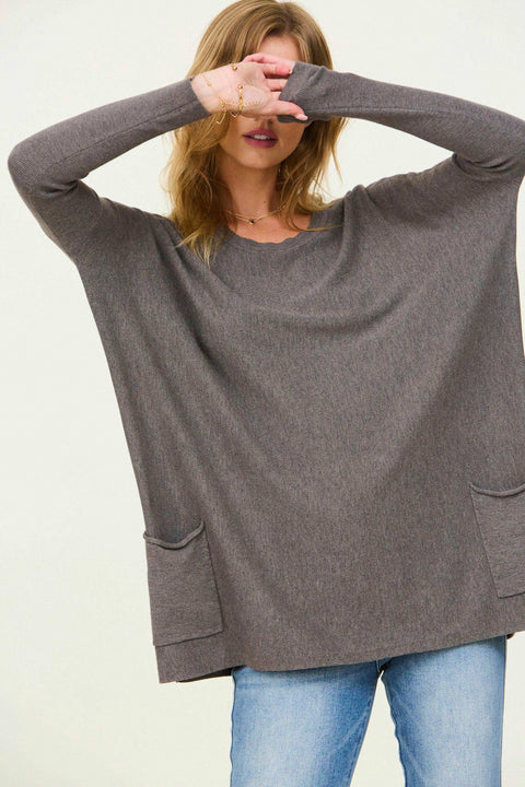 Oversize Pocket Sweater - Charcoal