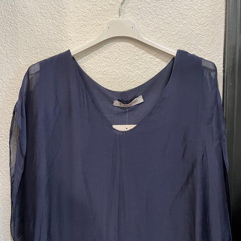 Silk V-Neck Plain Top