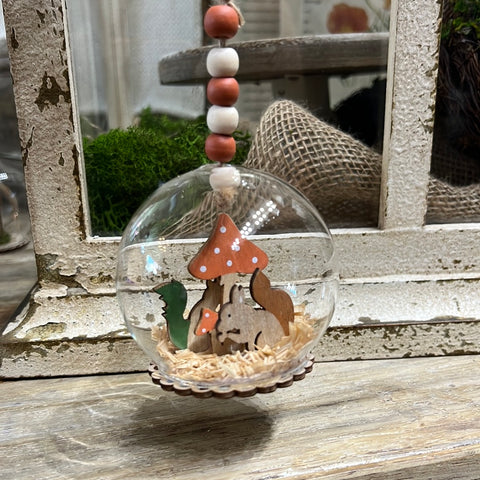 Glass & Plywood Harvest Ornament - Squirrel