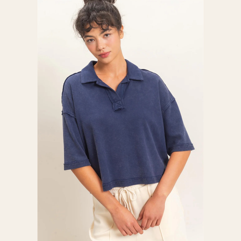 Collared Top - Navy