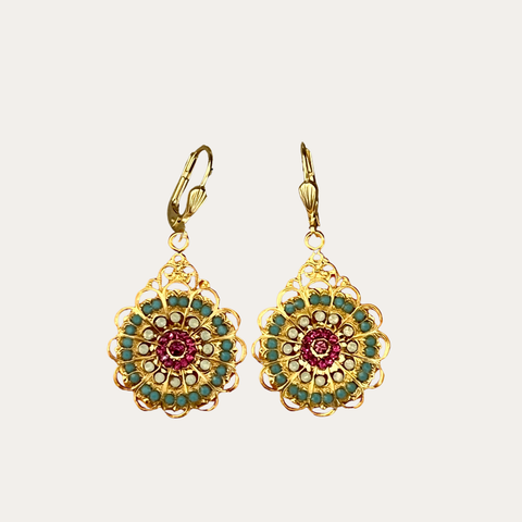 Gold Round Earrings