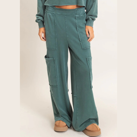 Min. Washed Cargo Pant - Dark Green