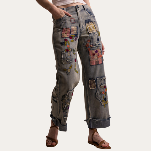 Embroidered Denim Pant