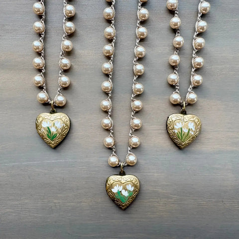 Heart Locket Pearl Necklace