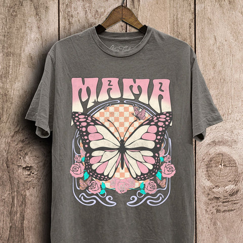 Mama Butterfly Tee - Stone Grey
