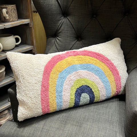 28" x  14" Rainbow Tufted Lumbar Pillow