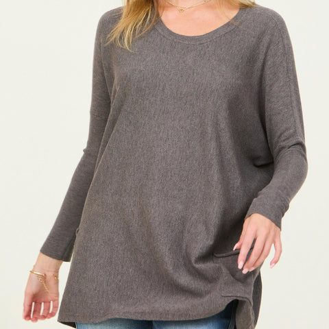 Oversize Pocket Sweater - Charcoal