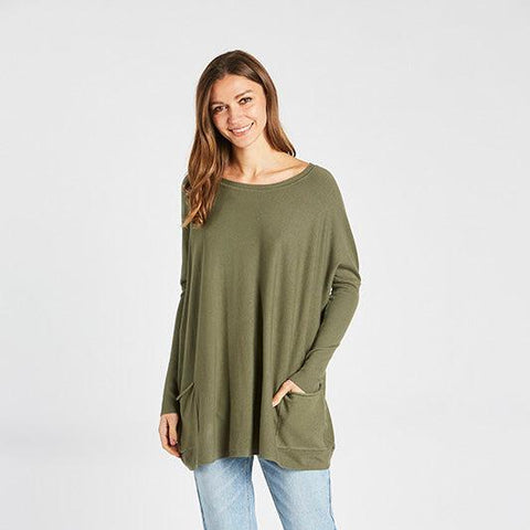 Oversize Pocket Sweater - Pickle