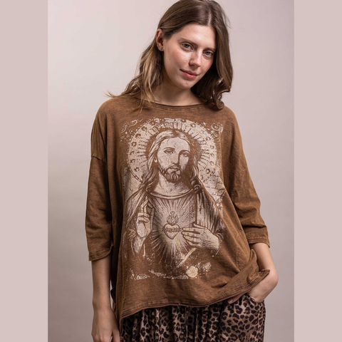 Sacred Heart Tee - Brown