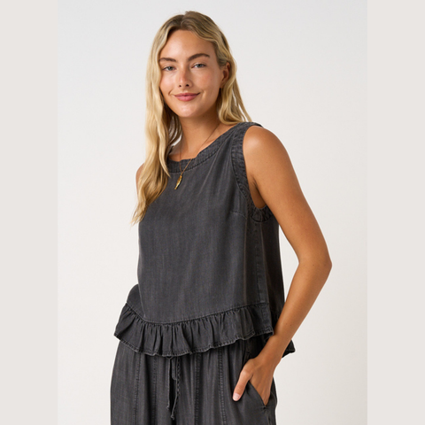 Ruffle Peplum Top - Black
