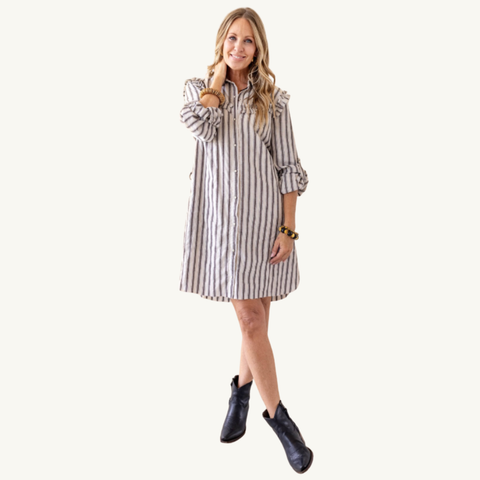 Western Stripe Dress - Black