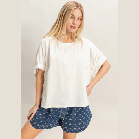 Elastic Cuff Top - Off White