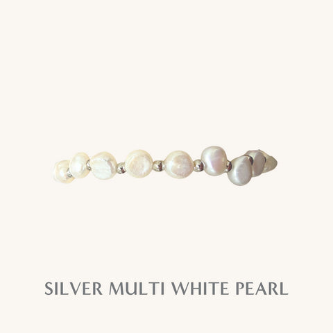 Silver Multi White Pearl Bracelet
