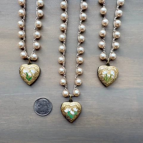 Heart Locket Pearl Necklace