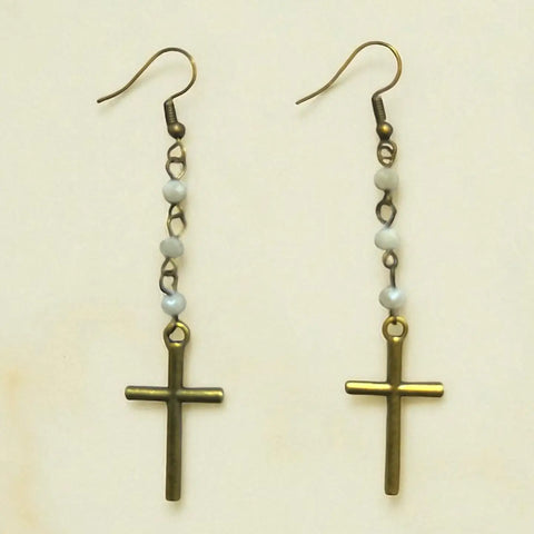 Ivory Cross Earrings