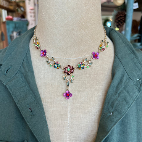 Pink/Gold Floral Necklace