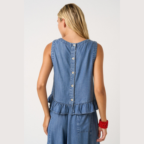 Ruffle Peplum Top - Denim