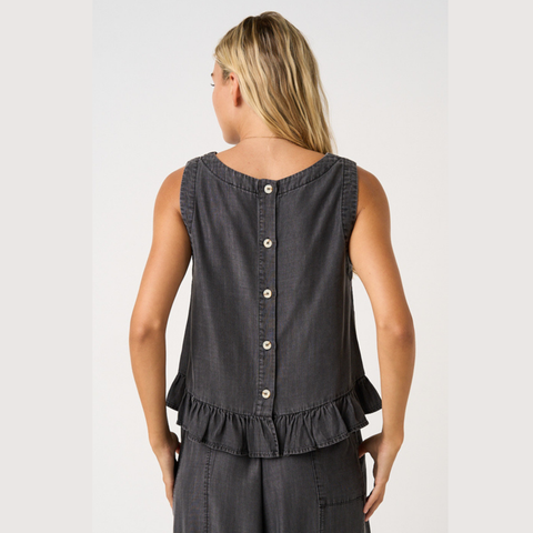 Ruffle Peplum Top - Black