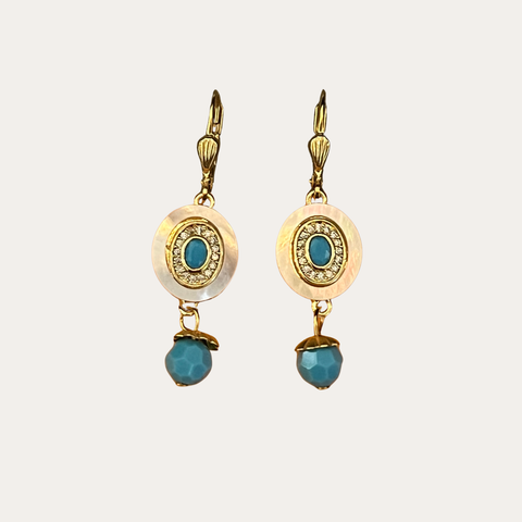 Round Enamel/Crystal Disc Earrings