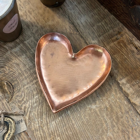 4" Copper Metal Heart Dish