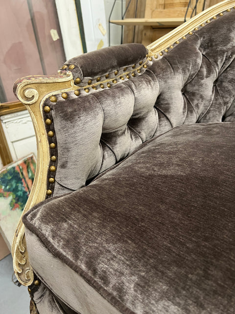 Chocolate Velvet Settee-Vintage