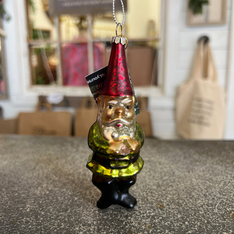 Glass Ornament Santa Gnome