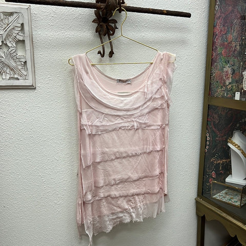 Silk Ruffle Tank Top