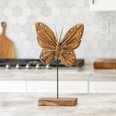 Teak Butterfly on Stand