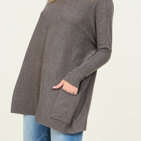 Oversize Pocket Sweater - Charcoal