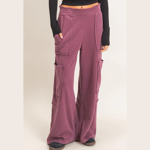 Min. Washed Cargo Pant - Dark Cherry