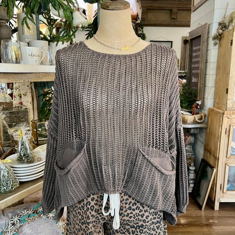 Solid Crochet Knit Top - Chocolate