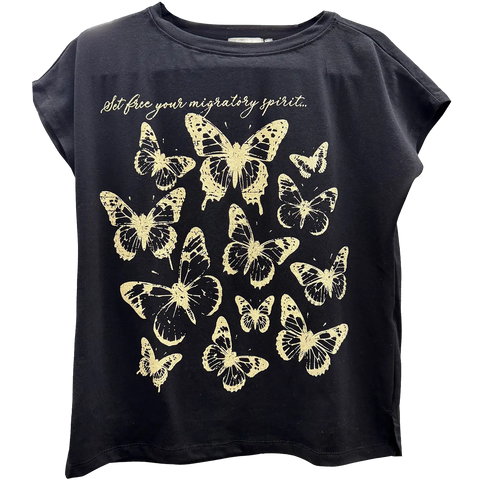 Set Free Butterfly Tee - Black