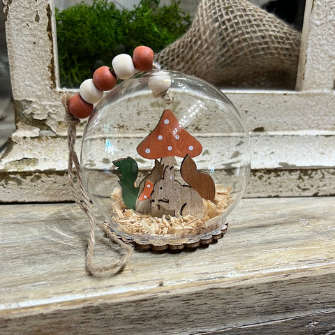 Glass & Plywood Harvest Ornament - Squirrel