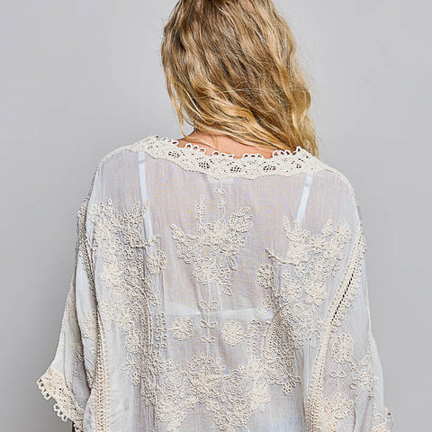 V-Notch Crochet Blouse