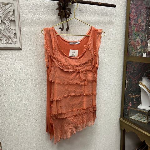 Silk Ruffle Tank Top