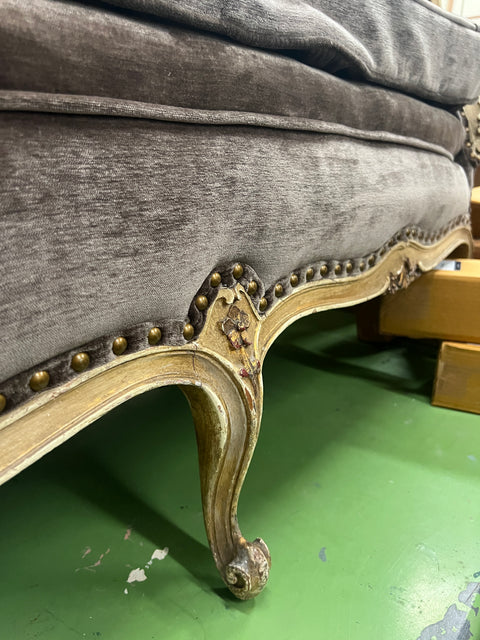 Chocolate Velvet Settee-Vintage