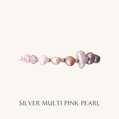 Silver Multi Pink Pearl Bracelet