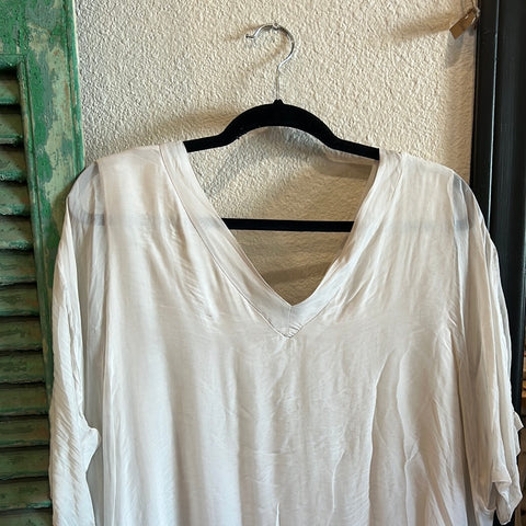 Silk V-Neck Ruffle Top