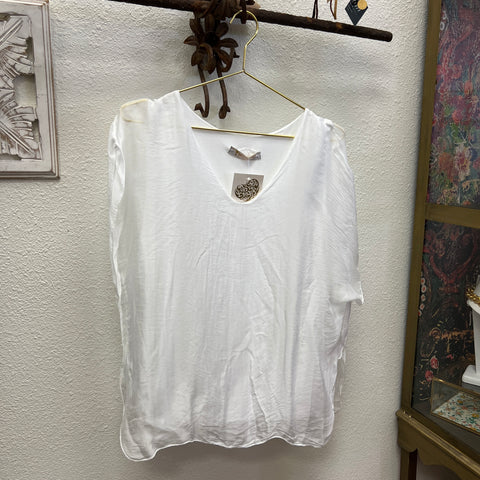 Silk V-Neck Plain Top